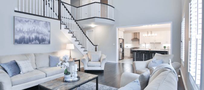 A white and gray living room