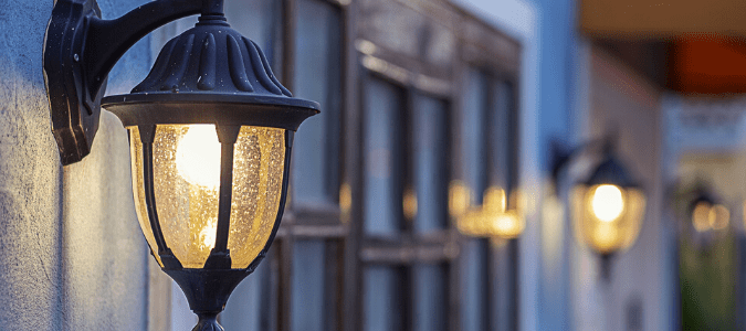 A sconce attached to a home