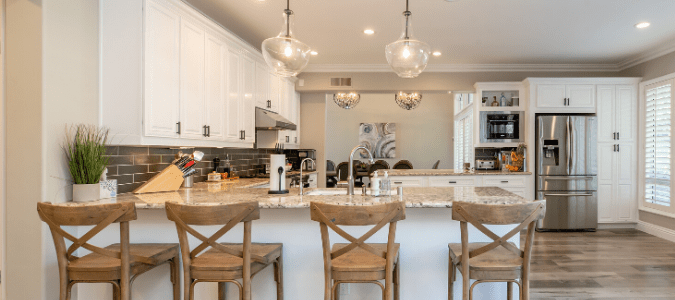 a kitchen with signs of carpenter ant damage or termite damage