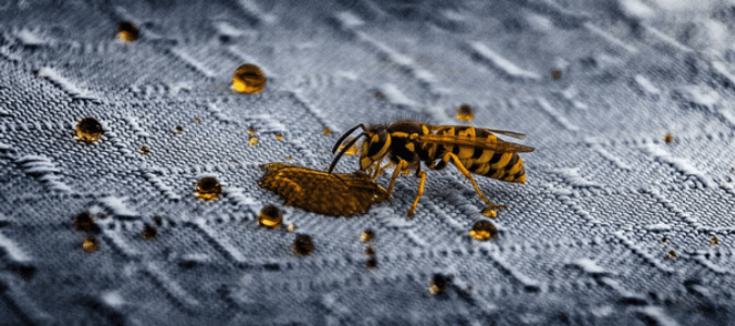 A wasp consuming spilled juice