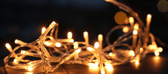 a strand of warm white christmas lights