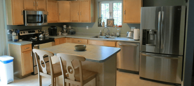 a fridge in a kitchen