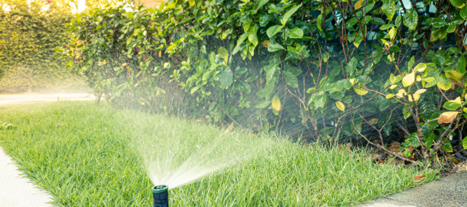 a sprinkler in a yard