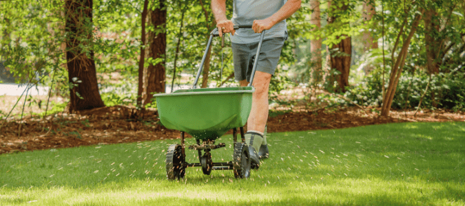 spreading fertilizer