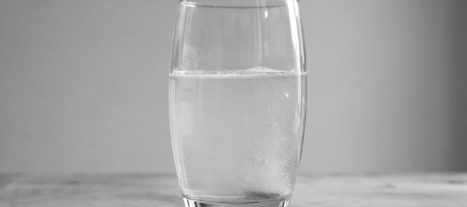 a glass of water