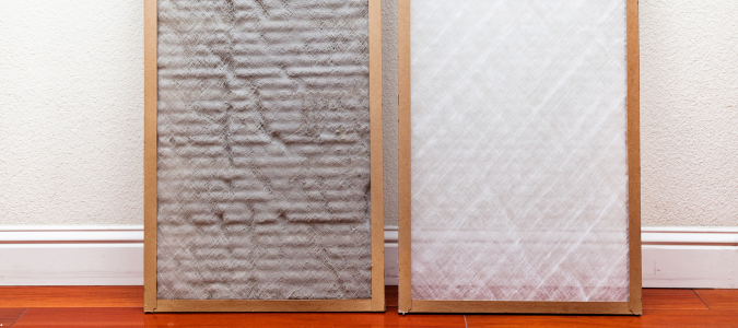 a dirty and clean air filter